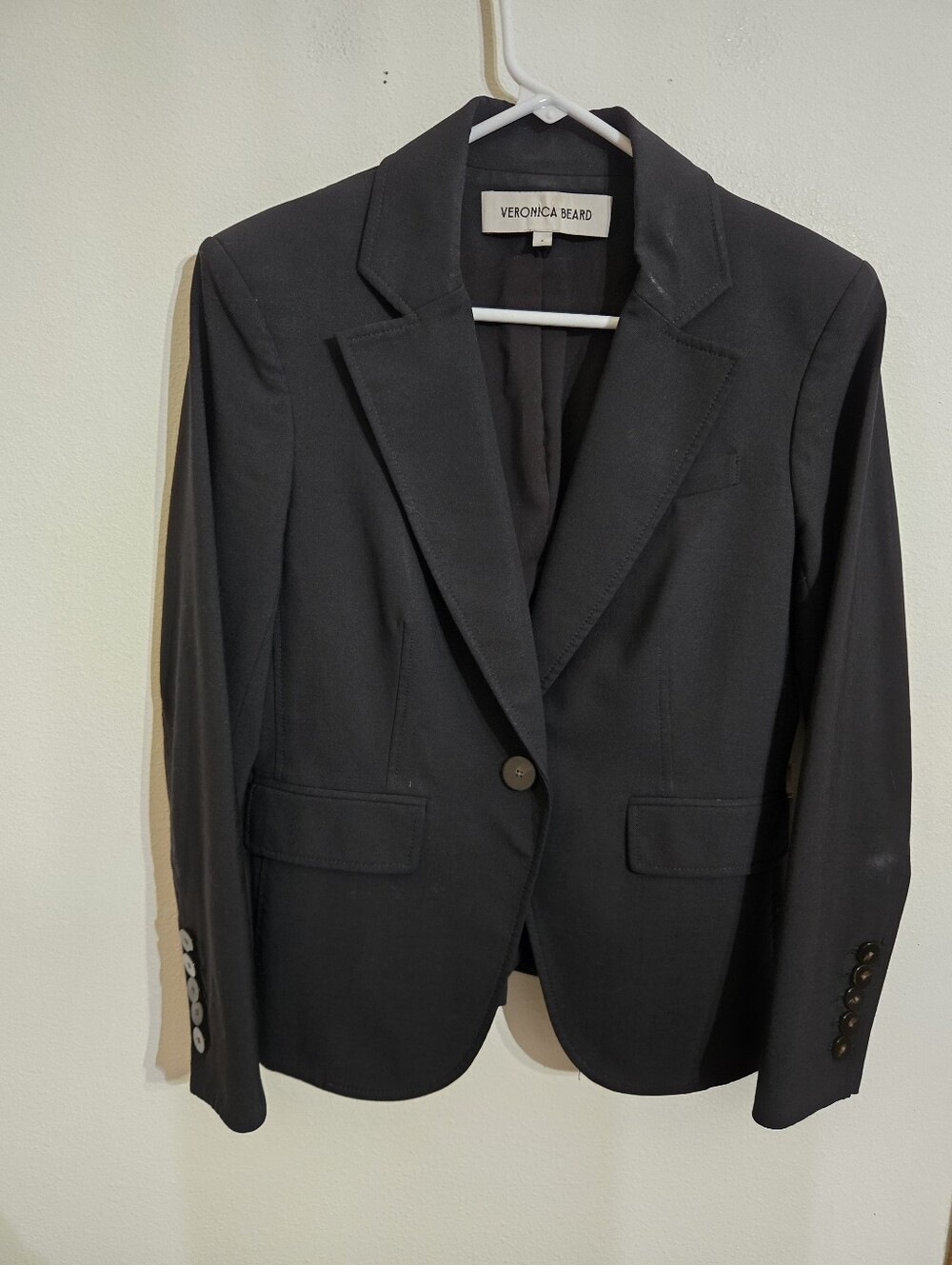 Veronica Beard Black Single-Button Tailored Blazer